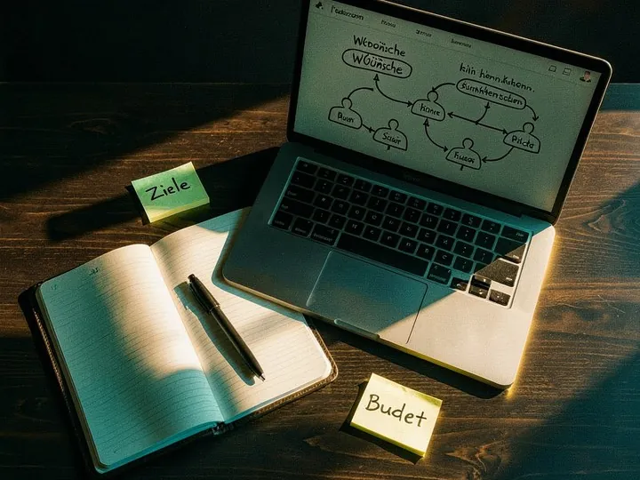 Analyse und Planung an einem Schreibtisch